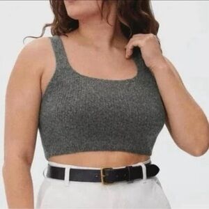 Everlane The Cozy Gray Stretch Cropped Wool Blend Tank Top